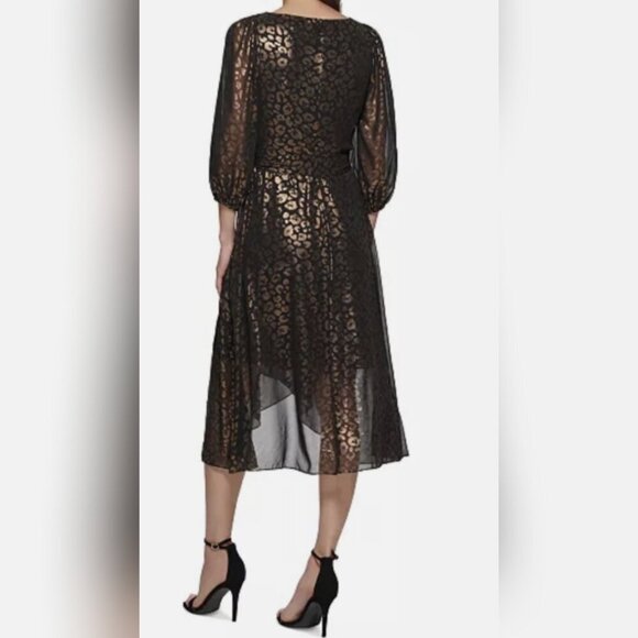 DKNY Black and Gold Long Sleeve Dress - Picture 3 of 4